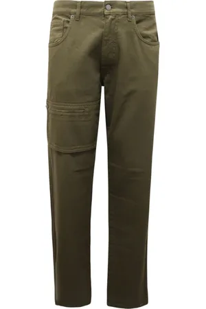 Moschino Broeken, Heren, Groen, M, Couture geverfde broek met ritssluiting zakken