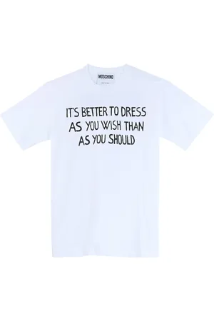 Moschino Tops, Heren, Wit, L, Katoen, Katoenen T-shirt met Slogan Print