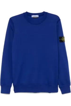 Stone Island Sweatshirts & Hoodies, Heren, Blauw, M, Katoen, Militaire Stijl Katoenen Trui