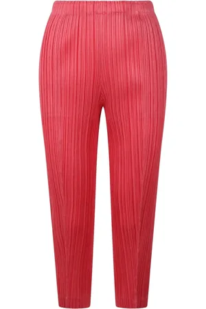 Issey Miyake Broeken, Dames, Roze, M, Polyester, Geplooide Tapered Bottoms Broek