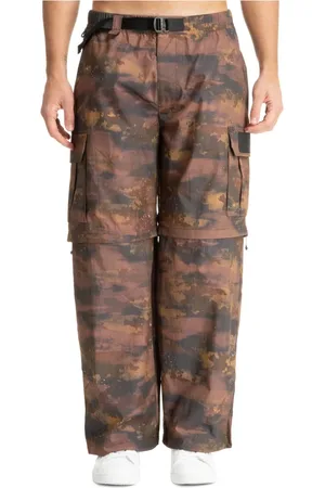 EA7 Broeken, Heren, Bruin, M, Katoen, Abstract Multicolor Joggers met Drukknop en Rits