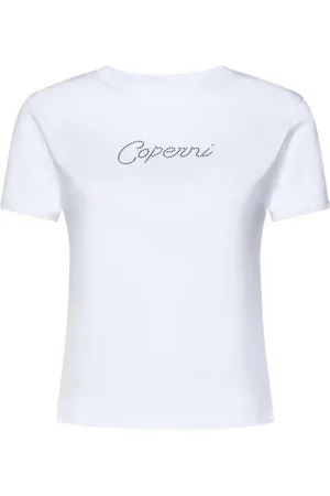 COPERNI Tops, Dames, Wit, S, Katoen, Wit Crystal Logo T-shirt