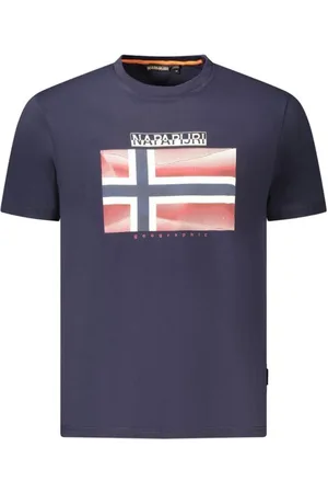 Napapijri Tops, Heren, Blauw, XL, Katoen, T-shirt met opvallende print