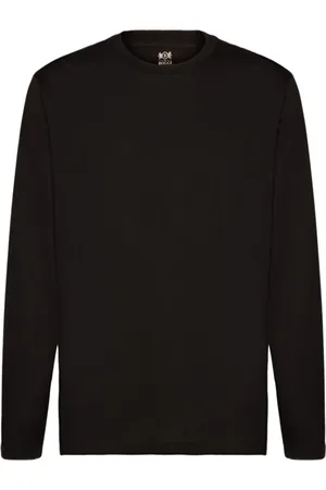 Boggi Milano Tops, Heren, Zwart, L, Katoen, Lange mouwen Pima katoenen jersey T-shirt