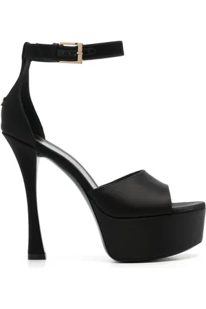 Givenchy Schoenen, Dames, Zwart, 36 EU, Satijn, Zwarte Satijnen Enkelband Hakken