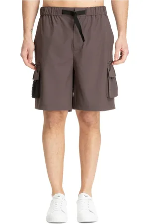 EA7 Korte broeken, Heren, Bruin, M, Polyester, Effen Cargo Shorts met Snap-Button Sluiting