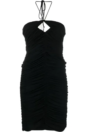 MAGDA BUTRYM Kleedjes, Dames, Zwart, S, Polyester, Korte Dagjurk met Cutouts en Halternek