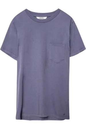 Zadig & Voltaire Tops, Heren, Grijs, L, Katoen, Vintage Distressed T-shirt met Ronde Hals
