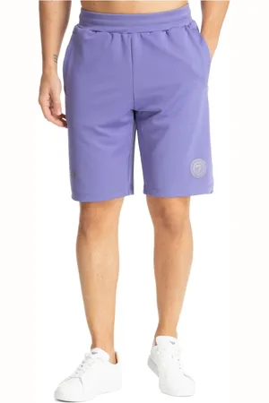 EA7 Korte broeken, Heren, Paars, M, Polyester, Trekkoord Track Shorts met elastische taille