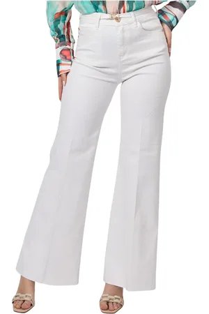 Gaudi Broeken, Dames, Wit, W34, Katoen, Witte Flare Bootcut Broek met Riem
