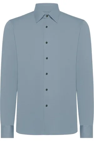 RRD Overhemden, Heren, Blauw, M, Geometrische Jacquard Overhemd Grijs