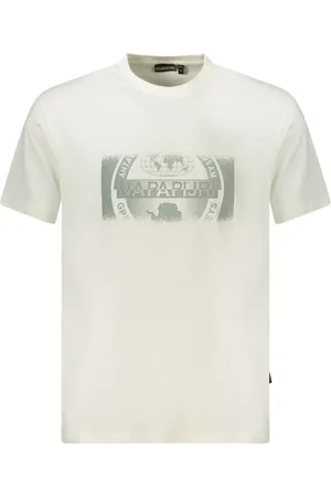 Napapijri Tops, Heren, Wit, M, Katoen, T-shirt met opvallende print