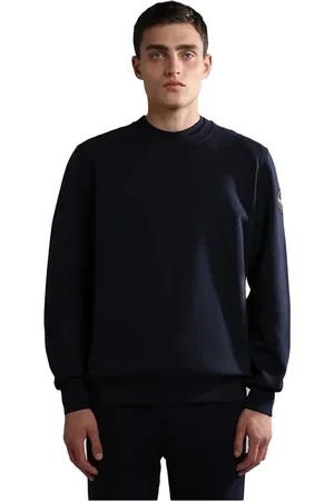 Napapijri Sweatshirts & Hoodies, Heren, Blauw, 3Xl, Katoen, Katoenen Crewneck Sweatshirt met Logo