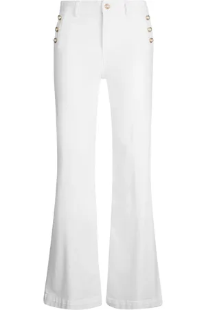 Liu Jo Broeken, Dames, Wit, W32, Katoen, Flare Leg Witte Broek