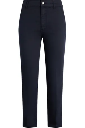 Liu Jo Broeken, Dames, Blauw, W32, Katoen, Blauwe Capri Broek Elegant en veelzijdig