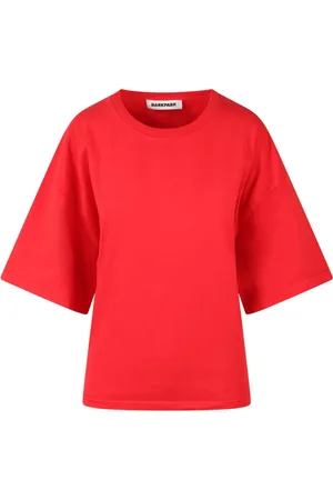 DARKPARK Tops, Dames, Rood, M, Katoen, Draped Short Sleeve T-Shirt
