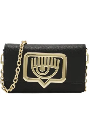 Chiara Ferragni Tassen, Dames, Zwart, ONE Size, Leer, Eco-leren Schoudertas met Voorlogo