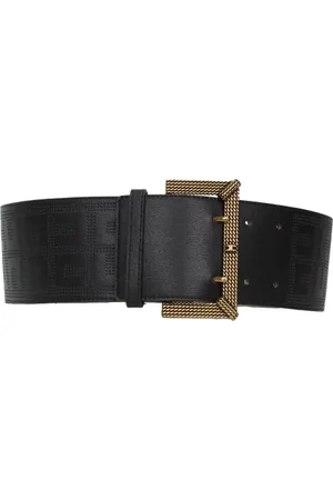Elisabetta Franchi Accessoires, Dames, Zwart, S, Leer, Imitatieleren hoge taille riem