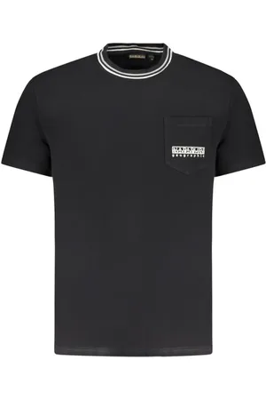 Napapijri Tops, Heren, Zwart, XL, Katoen, Zwarte Katoenen T-shirt met Borduurwerk