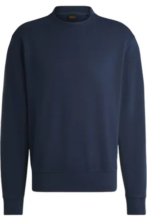 HUGO BOSS Sweatshirts & Hoodies, Heren, Blauw, XL, Katoen, Katoenen Sweatshirt met lange mouwen en ronde hals