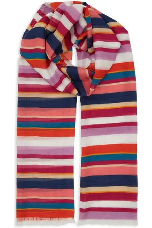 Gallo Accessoires, unisex, Veelkleurig, ONE Size, Katoen, Unisex wit katoen/linnen/viscose sjaal met veelkleurige strepen