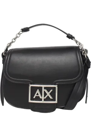 Armani Exchange Tassen, Dames, Zwart, ONE Size, Leer, Schoudertas van imitatieleer met logo