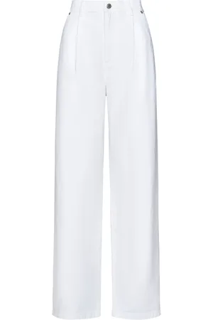 Moschino Jeans, Dames, Wit, S, Katoen, Witte Jeans met Logo Patch