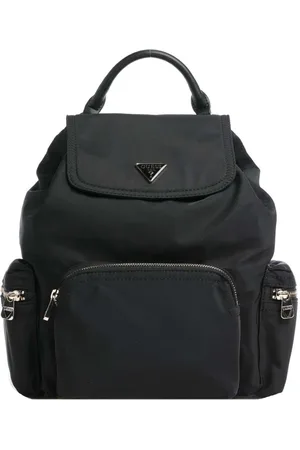 Guess Tassen, Dames, Zwart, ONE Size, Nylon, Nylon Rugzak met Kunstleren Details