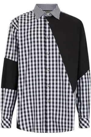 Roberto Cavalli Overhemden, Heren, Zwart, M, Katoen, Gingham Katoenen Overhemd met Paneeldetail