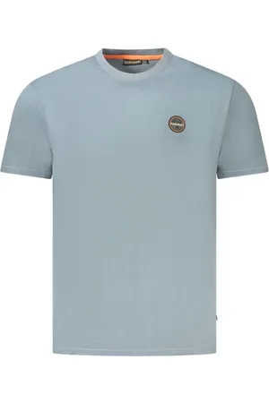 Napapijri Tops, Heren, Grijs, S, Katoen, Katoenen T-shirt met logo print en ronde hals