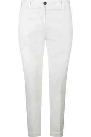 Nine In The Morning Broeken, Dames, Wit, W27, Katoen, Stretch Katoen Slim Fit Broek