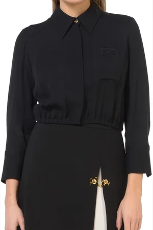Elisabetta Franchi Blouses & Shirts, Dames, Zwart, XL, Zwarte Casual Shirt met 3/4 Mouwen
