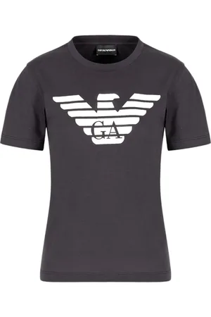 Emporio Armani Tops, Dames, Blauw, M, Katoen, Katoenen T-shirt met Voorlogo