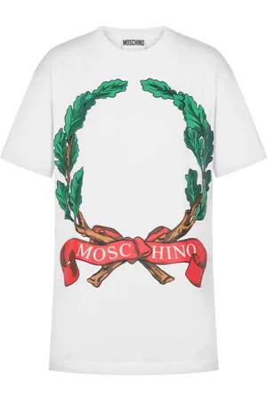 Moschino Tops, Heren, Wit, L, Katoen, Witte Laurel Crown Logo T-shirt