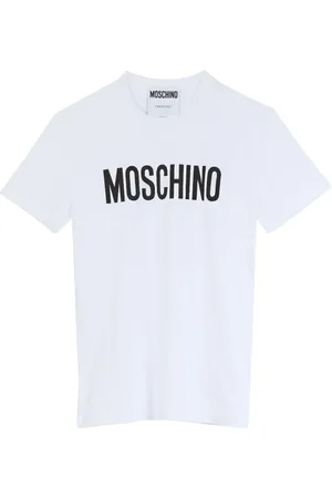 Moschino Tops, Heren, Wit, M, Katoen, Klassiek Logo Katoenen T-shirt Wit