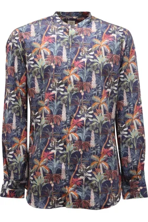 MAZZARELLI Overhemden, Heren, Veelkleurig, L, Katoen, Groene Steen Slim Koreaans Shirt