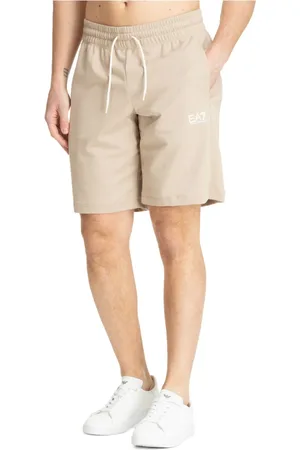 EA7 Korte broeken, Heren, , M, Katoen, Effen trekkoord track shorts met logo