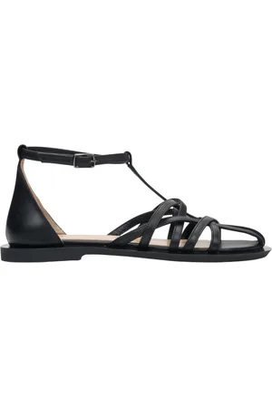 Estro Schoenen, Dames, Zwart, 38 EU, Leer, Zwarte Leren Visser Sandalen voor Vrouwen