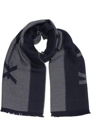 John Richmond Accessoires, Heren, Blauw, ONE Size, Wol, Wollen sjaal met rafelranden