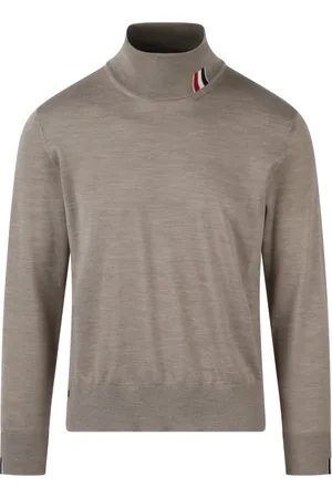 Thom Browne Truien, Heren, Bruin, L, Wol, Tricolor Turtleneck Pullover Fw 23