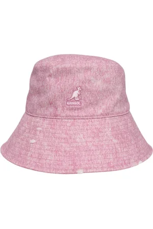 Kangol Accessoires, Heren, Roze, L, Katoen, Denim Bucket Hoed Katoen Platte Kroon