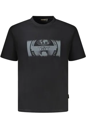 Napapijri Tops, Heren, Zwart, M, Katoen, T-shirt met opvallende print en logo