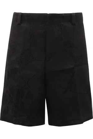 Emporio Armani Korte broeken, Heren, Zwart, XL, Gehaakte shorts met Effetto-model