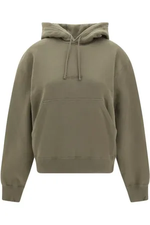 Saint Laurent Sweatshirts & Hoodies, Dames, Groen, M, Katoen, Monogram Hoodie met Kangaroo Pocket