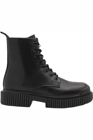 Armani Exchange Schoenen, Dames, Zwart, 37 EU, Leer, Leren laarzen en enkellaarsjes met rubberen zool