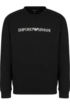 Emporio Armani Sweatshirts & Hoodies, Heren, Zwart, M, Katoen, Katoen Logo Sweatshirt Lange Mouw