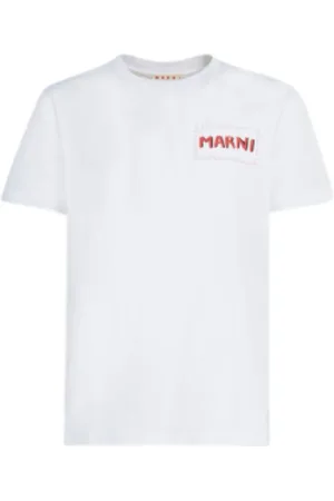 Marni Tops, Heren, Wit, L, Katoen, Biologisch Katoen Wit T-shirt