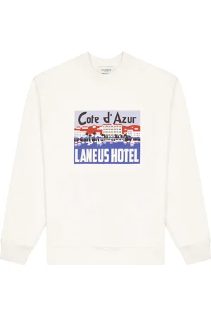 LANEUS Sweatshirts & Hoodies, Dames, Wit, S, Katoen, Katoenen crewneck sweatshirt