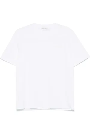 Lanvin Tops, Heren, Wit, L, Katoen, Geborduurd Logo T-shirt