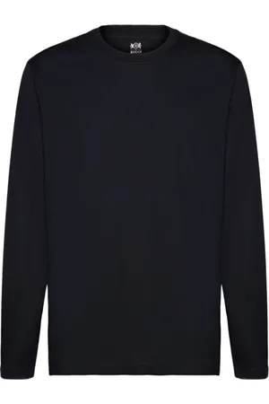 Boggi Milano Tops, Heren, Blauw, XS, Katoen, Lange mouwen Pima Katoen Jersey T-shirt
